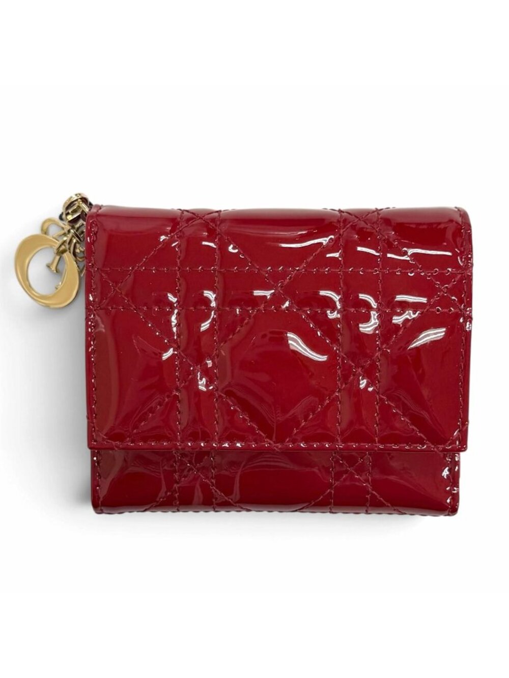 Dior Lady Lotus Wallet Patent Leather Cannage